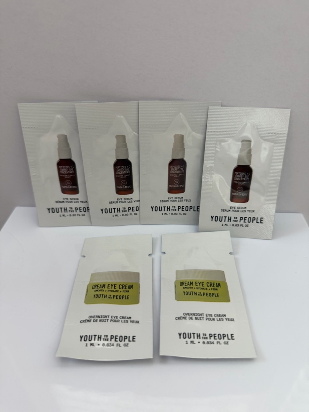 6 pcs YOUTH TO THE PEOPLE Eye Serum & Overnight Eye Cream Sachets Bundle